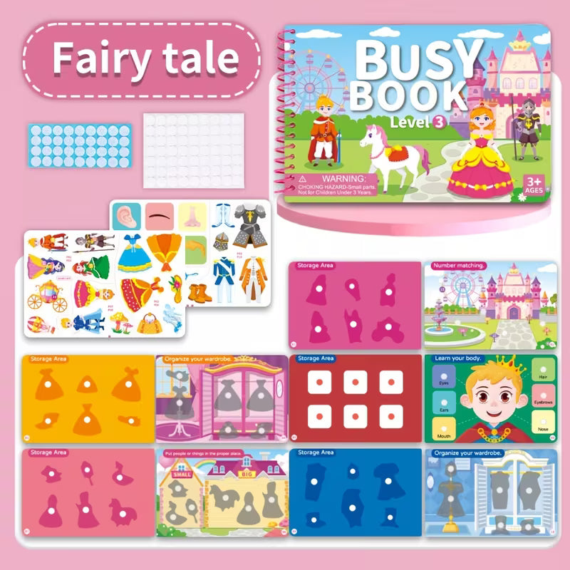 Kids Reusable Sticker Busy Book – Educational Travel Activity Book