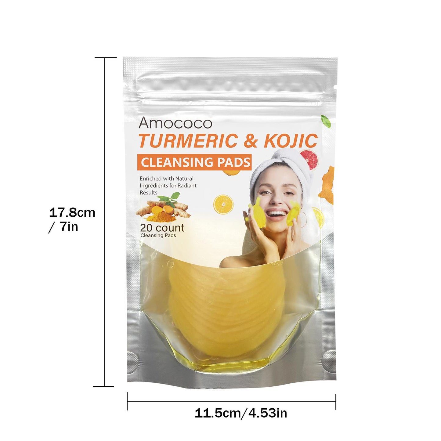20PCS Turmeric Cleansing Exfoliating Pads & Comfort Facial Cleanser