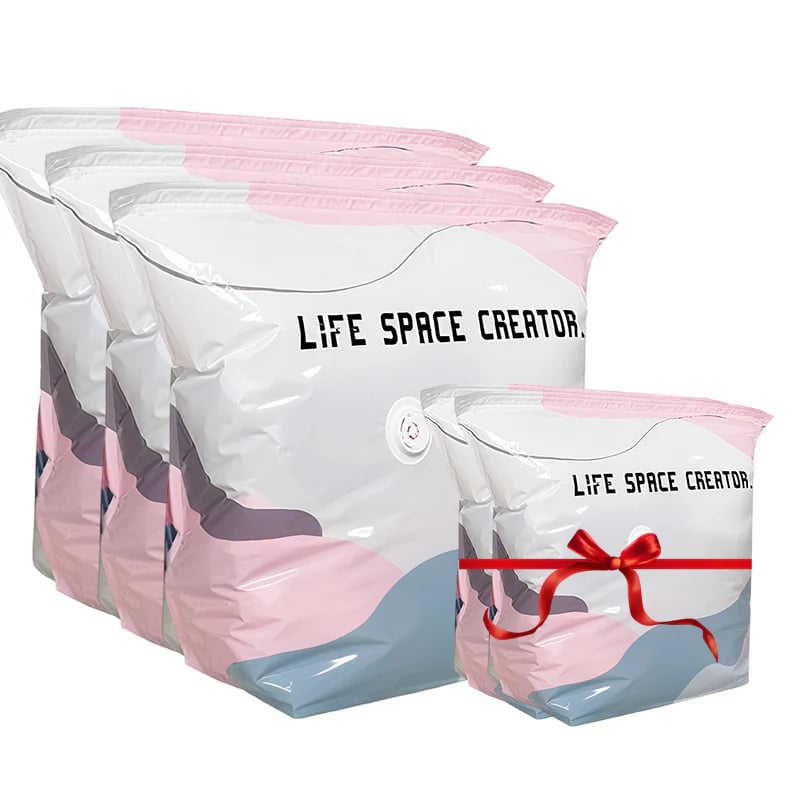 No-Pump Vacuum Storage Bags – Large Compression Space Saver Bags for Clothes, Comforters & Blankets