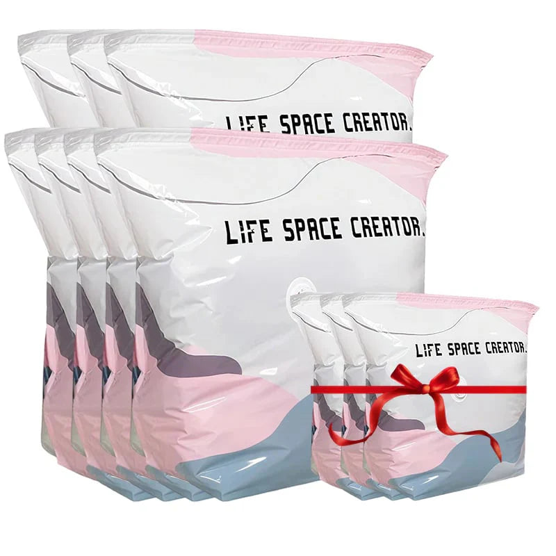 No-Pump Vacuum Storage Bags – Large Compression Space Saver Bags for Clothes, Comforters & Blankets