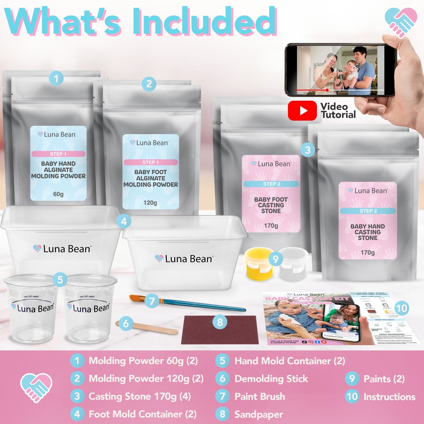 Baby Footprint & Hand Casting Kit – Newborn Foot & Handprint Keepsake Gift for New Moms