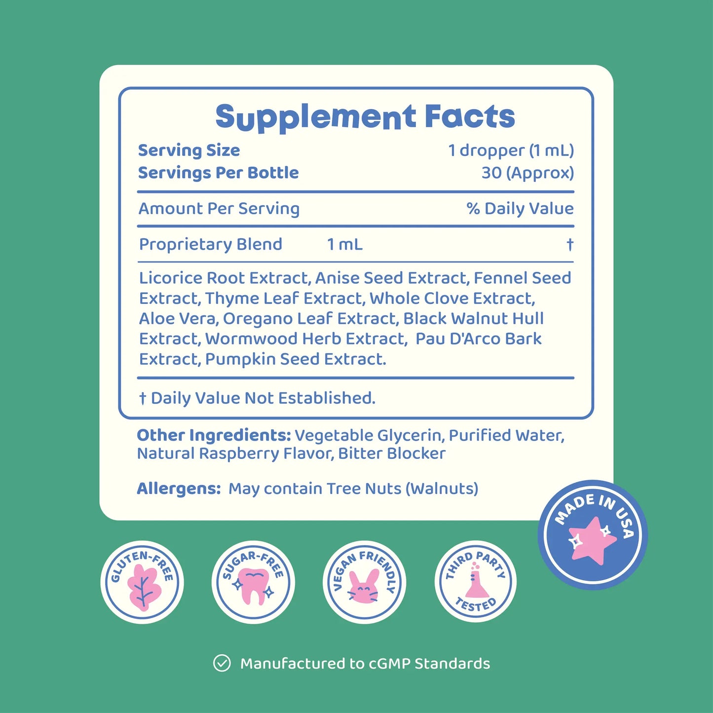 JoySpring ParaPatrol Kids’ Herbal Supplement | Alcohol-Free, Digestive Support, 30 Servings