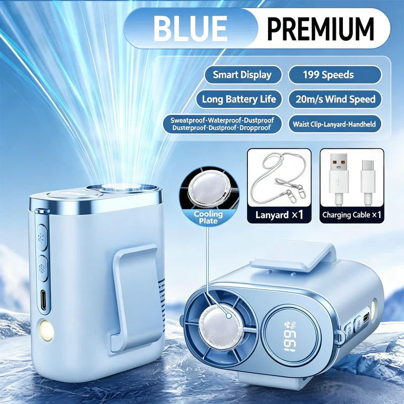 Semiconductor Cooling Waist Fan – Portable Clip-On & Neck Fan with Turbo Cooling