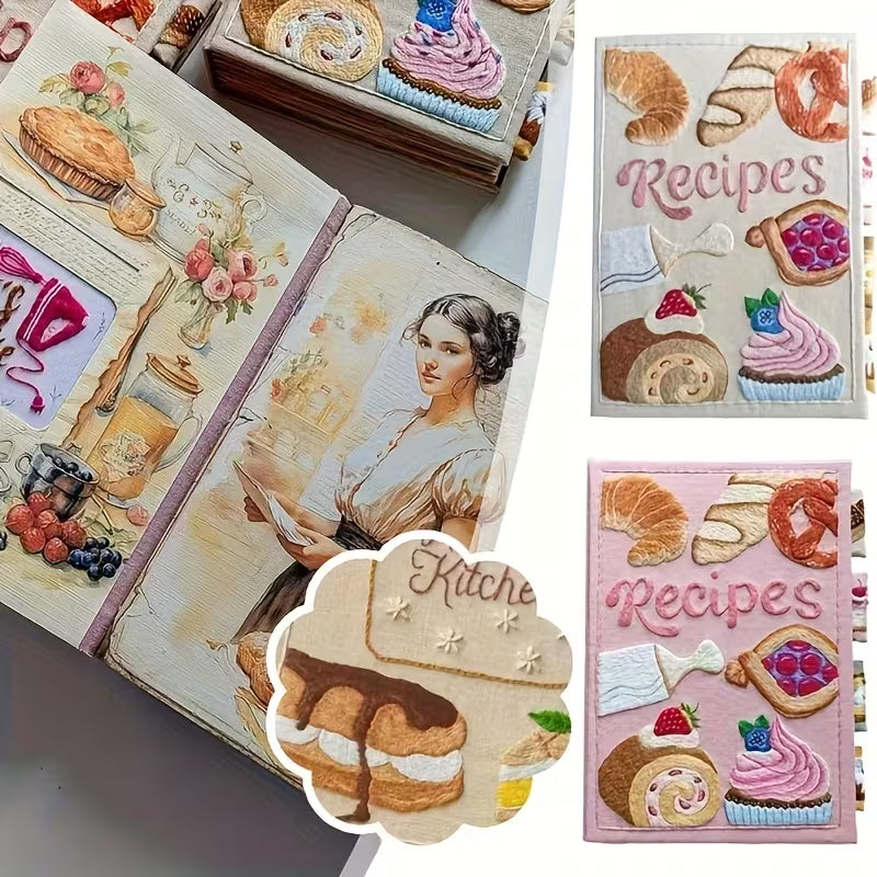 Quaderno di ricette cucito a mano - Kit di materiali incluso