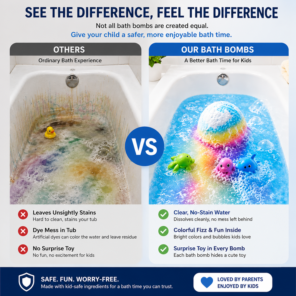 Kids Surprise Bath Bomb Set – Fun Colors & Hidden Toys