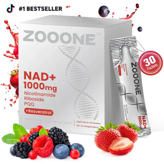 ZOOONE NR1000-NAD+ Berry Flavor Drink Mix for Skin Aging Support, Energy, and Focus - 30 Pack