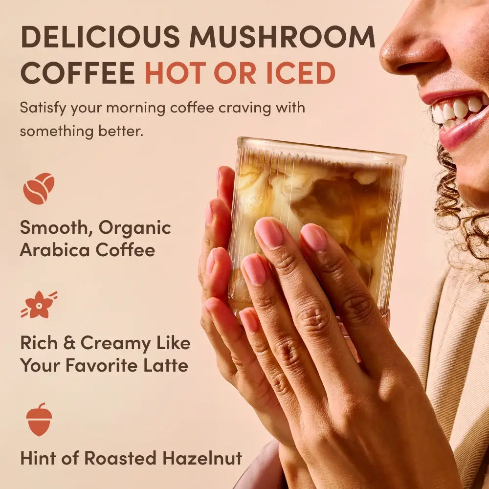 RYZE SUPERFOODS Mushroom Coffee Dark Roast, 6 Adaptogenic Mushrooms
