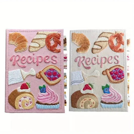 journallyours 3D Embroidery Pastry Recipe Notebook