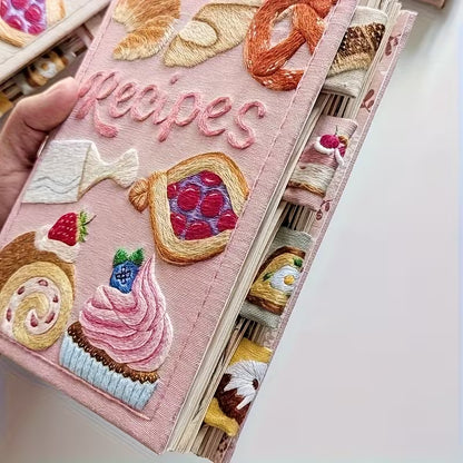 journallyours 3D Embroidery Pastry Recipe Notebook