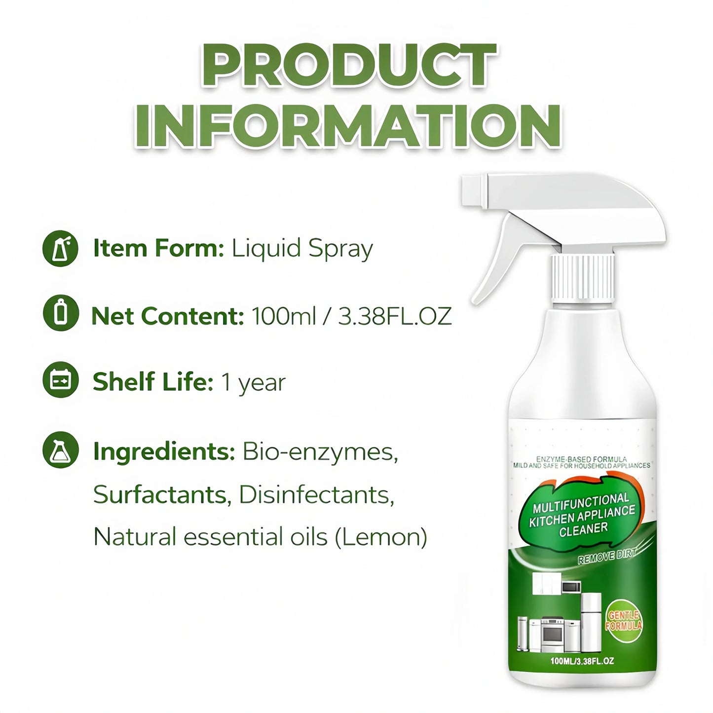 Multi-Purpose Enzyme Foam Cleaner 100ml - Effortlessly Removes Grease