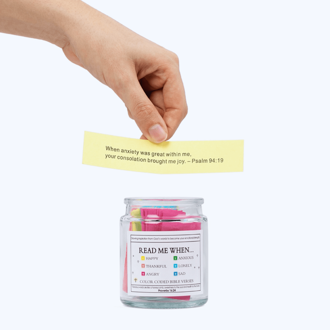 Bible Verse Jar, Daily Prayer, Jar of Hope - Contains 90 Bible verses