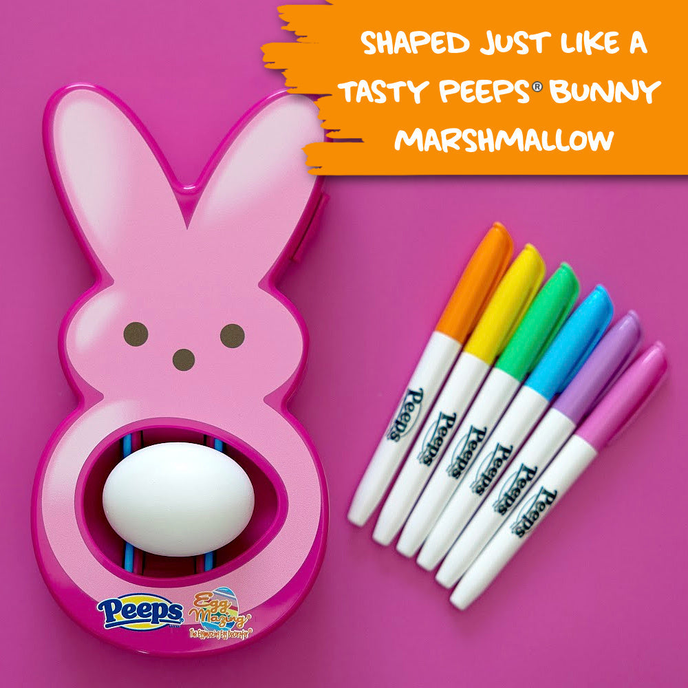 Eggmazing Peeps Bunny Egg Decorator Craft Kit – 6 Quick-Drying Non-Toxic Colourful Markers, Pink