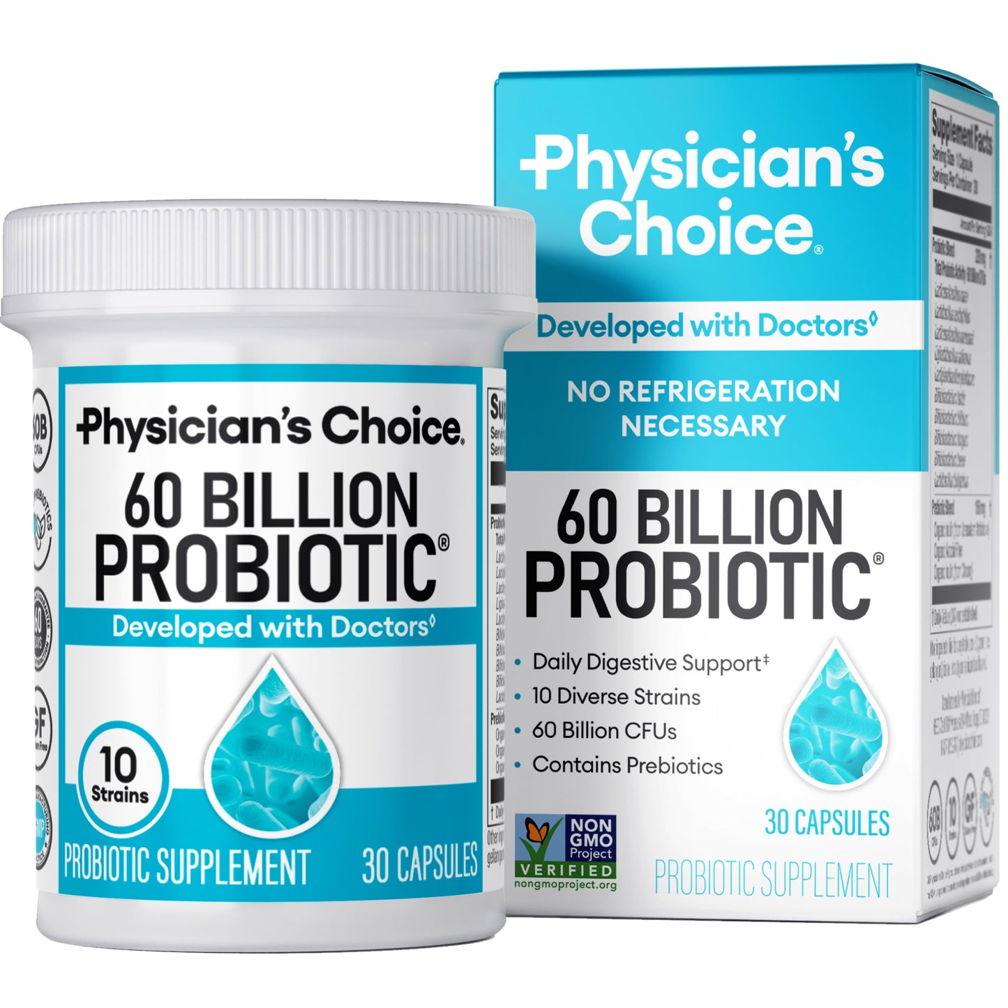 60 Billion CFU Probiotics – 10 Strains + Organic Prebiotics for Gut & Digestive Health (30 Capsules)
