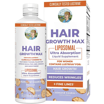 Hair Growth MAX for Women | Biotin 10,000mcg + Lustriva® | Thicker Hair & Healthy Skin Support