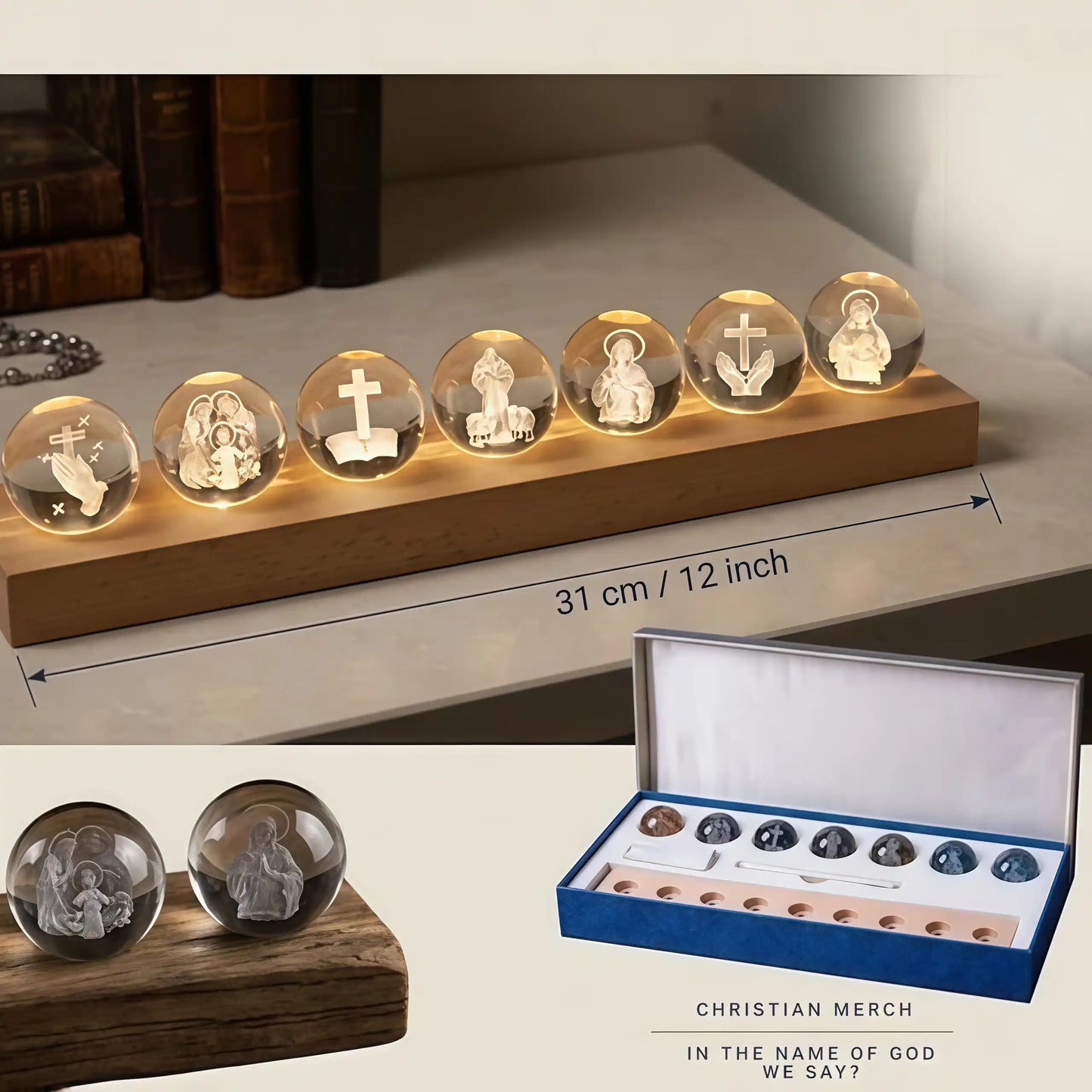 7-Piece Mini Crystal Religious Orbs