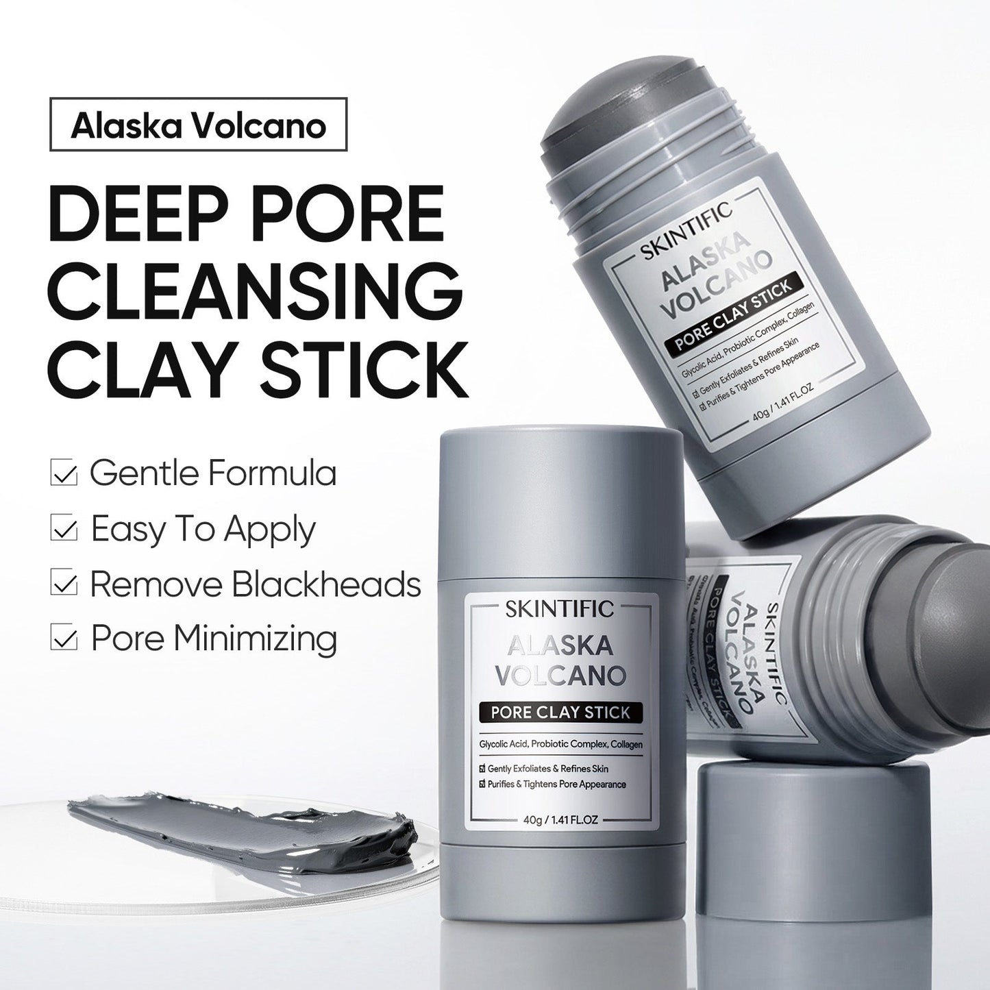 2PCS Clay Stick Mask Set – Deep Pore Cleansing, Oil Control & Brightening | Mugwort Clarifying + Volcano Detox