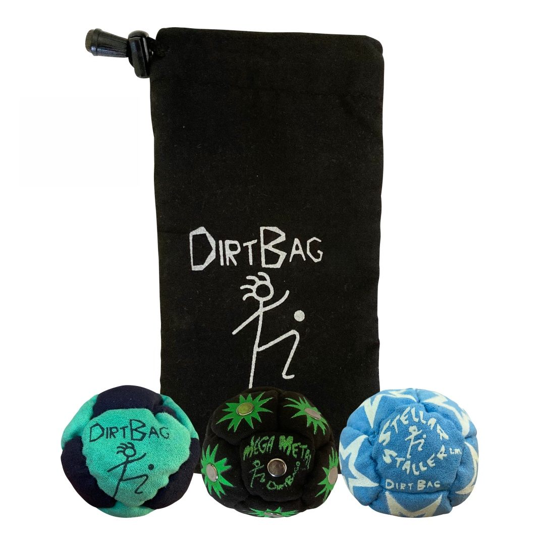 Classic Footbag 3 Pack with Pouch, Unique, Footbag Set with Signature Carry Bag