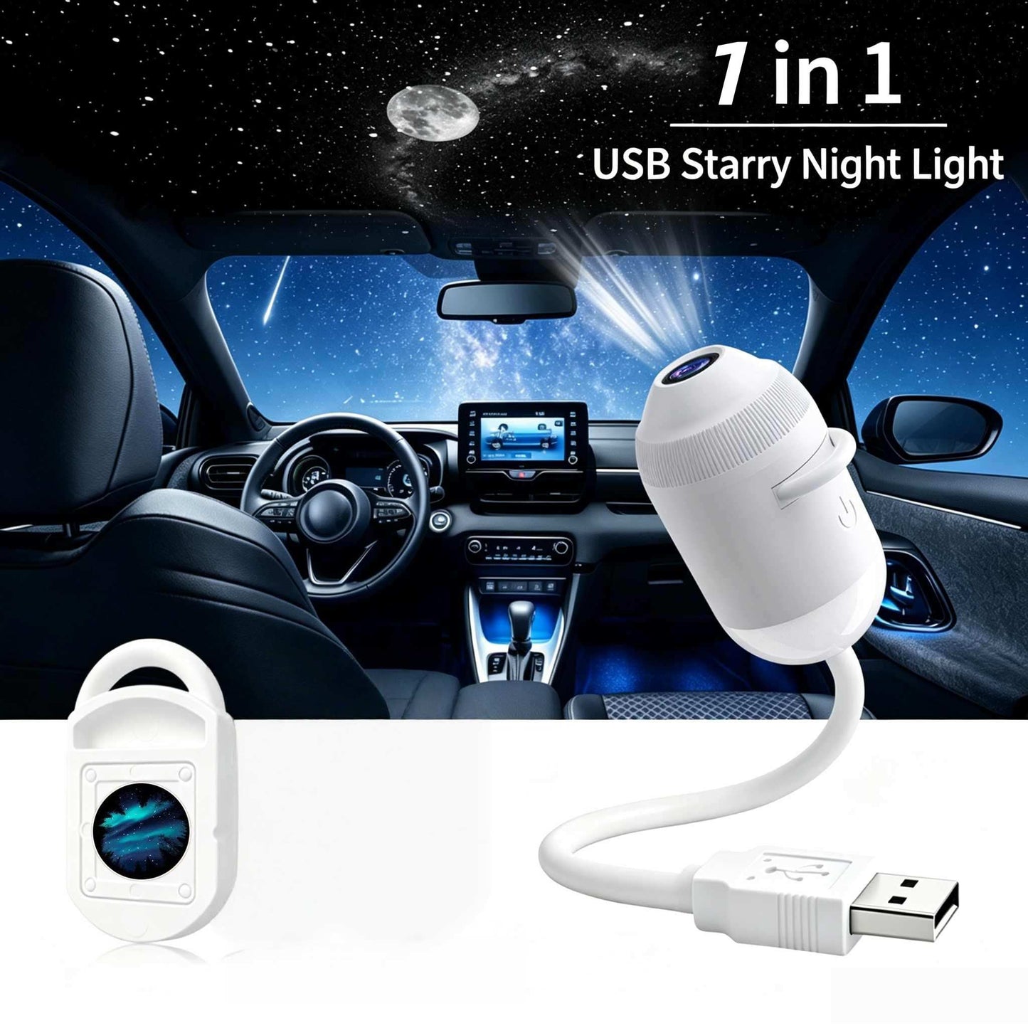 5D Mini Galaxy Star Projector – Dynamic Ambient Lighting for Bedrooms, Cars & Relaxing Spaces