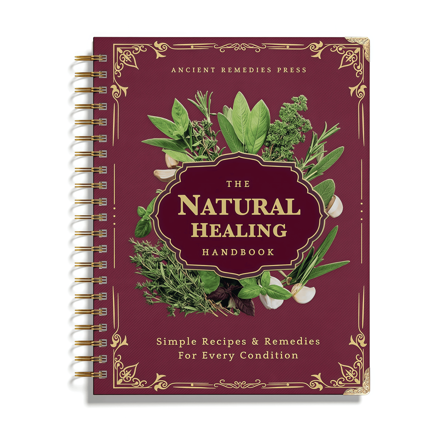 A természetes gyógyítás kézikönyve, spirálkötésű útmutató gyógynövényes gyógymódokhoz és természetes gyógymódokhoz