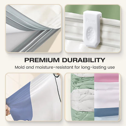 No-Pump Vacuum Storage Bags – Large Compression Space Saver Bags for Clothes, Comforters & Blankets