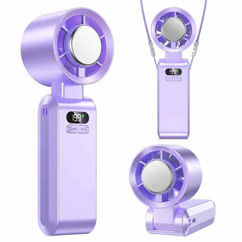 Pro Handheld Portable fan with Turbo Cooling - Hand Held Fan Rechargeable, 1-199 Speeds, Up to 12Hrs Battery Life, Powerful Mini Personal Ice fan for Travel, Outdoor, Beach & Makeup