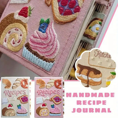 journallyours 3D Embroidery Pastry Recipe Notebook