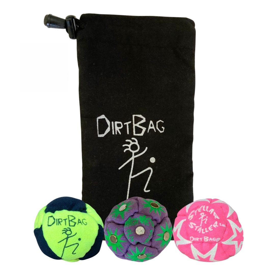 Classic Footbag 3 Pack with Pouch, Unique, Footbag Set with Signature Carry Bag