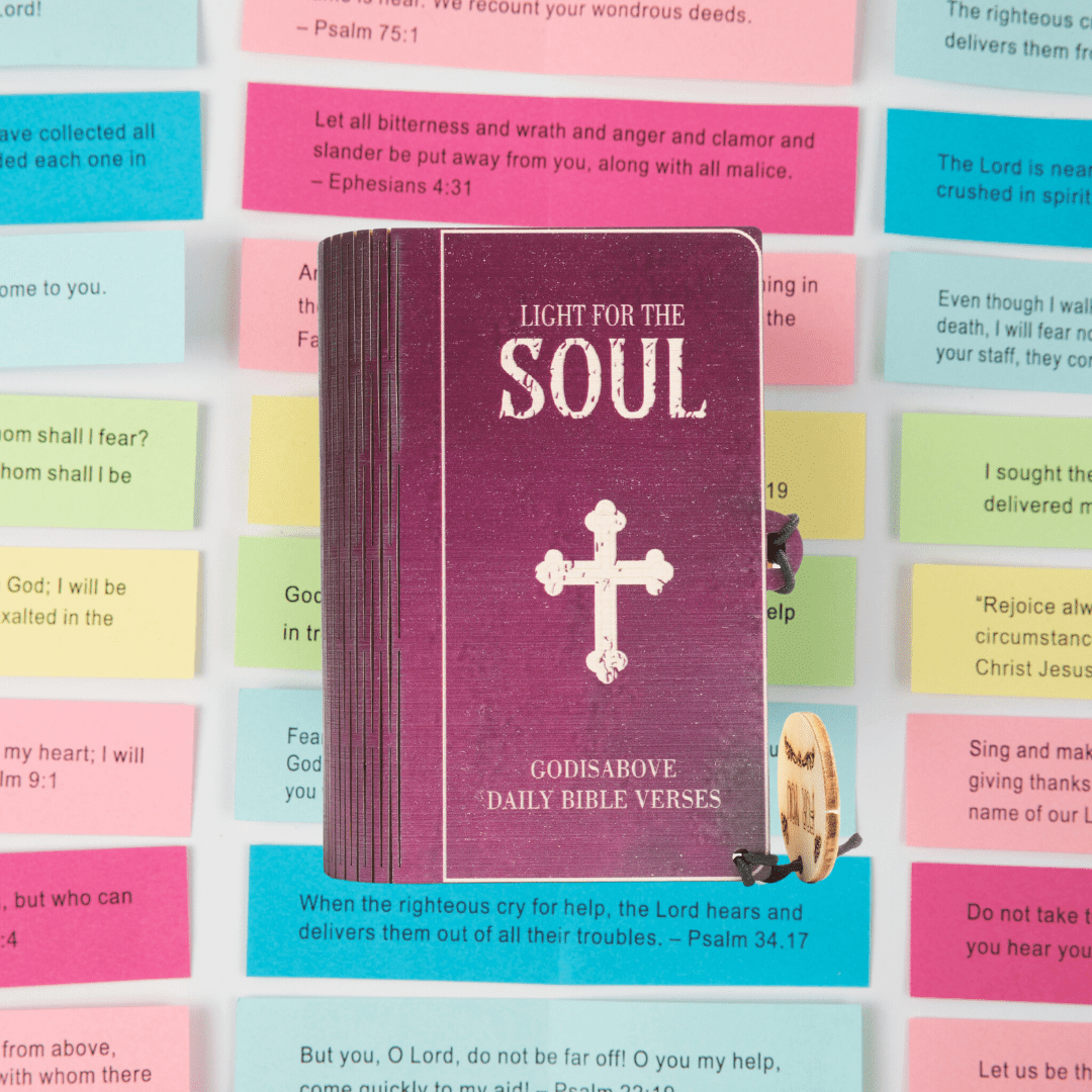 Handmade wooden box containing 90 Bible verse cards