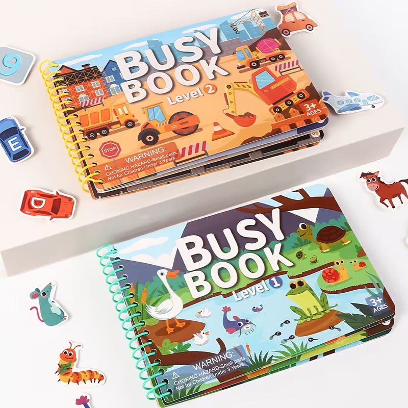 Kids Reusable Sticker Busy Book – Educational Travel Activity Book