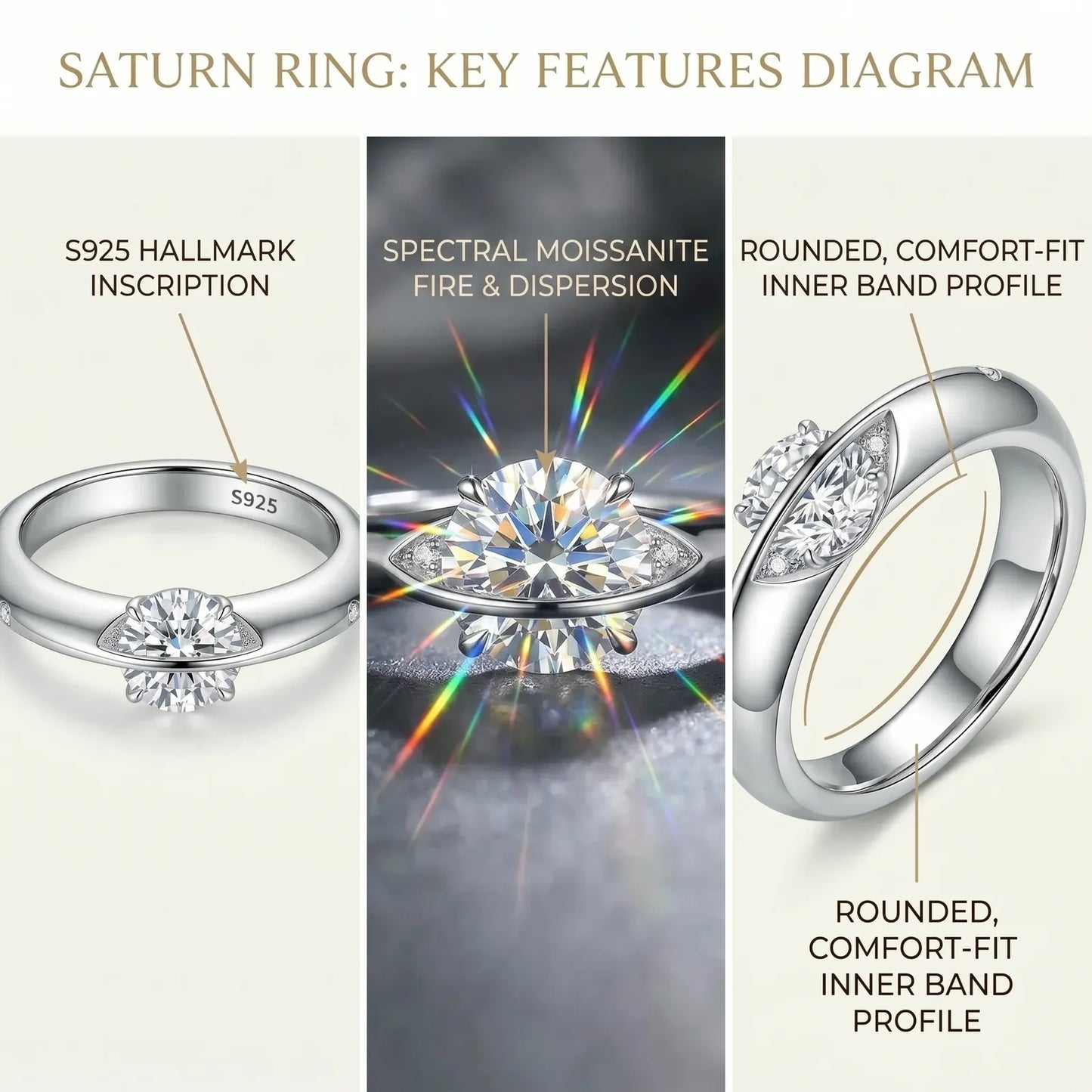 Celestial Spin Ring: Silent Smooth Spinning Moissanite Fidget Ring for Anxious Days, Ideal Gift for Women