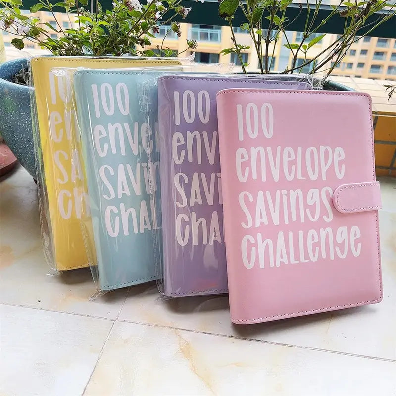100 Envelope Savings Challenge Binder – A5 Cash Budget Planner with Numbered Envelopes