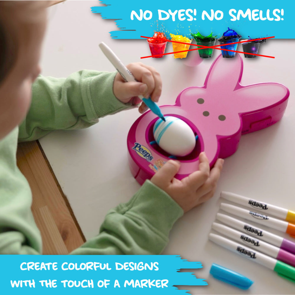 Eggmazing Peeps Bunny Egg Decorator Craft Kit – 6 Quick-Drying Non-Toxic Colourful Markers, Pink