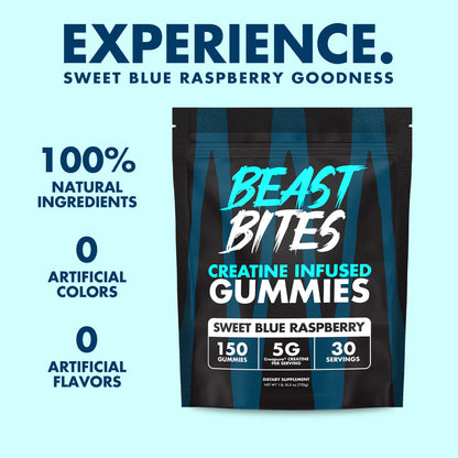 Creatine Gummies | Beast Bites | 150 Count(Sweet Blue Raspberry)