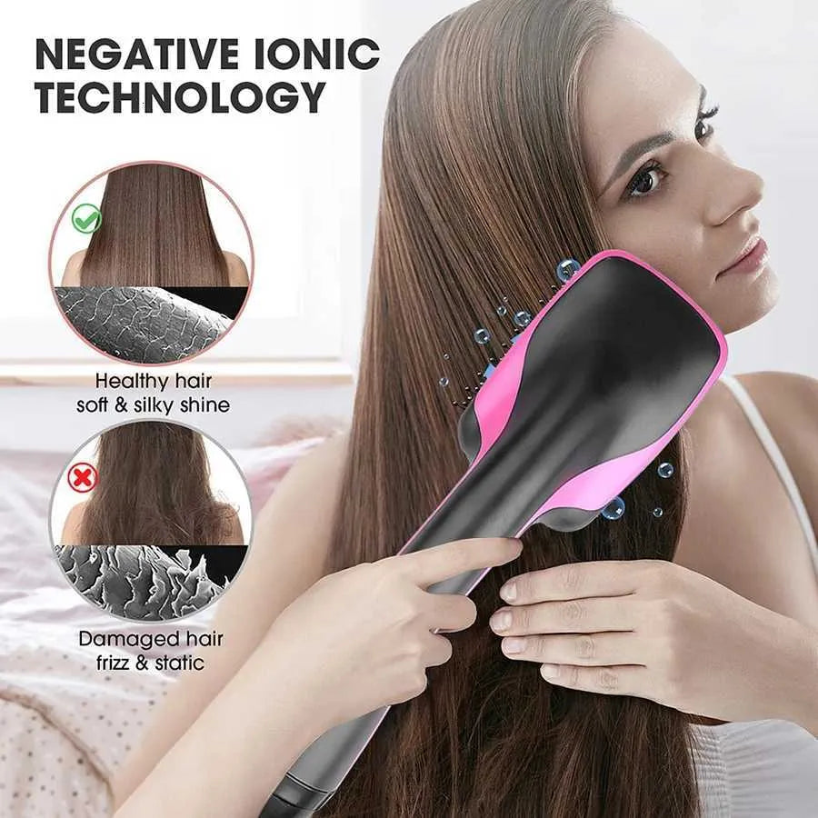 Asciugacapelli 2 in 1, pettine elettrico ad aria calda con ioni negativi