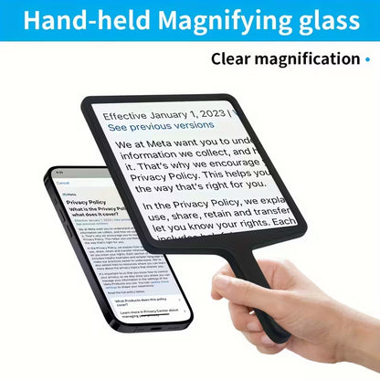 5X Flat Magnifying Glass with Fresnel Lens, Portable Handheld Magnifier