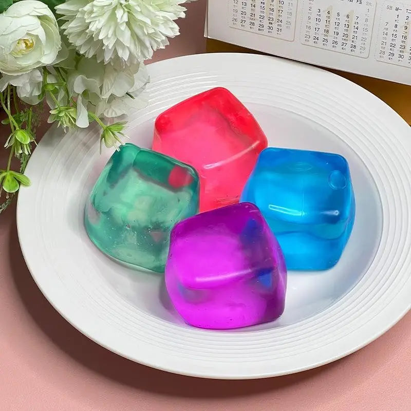 4 Pack Anxiety Squishy Toys - Slow Bounce Squeeze, Pressure Release, Office Desk Toy