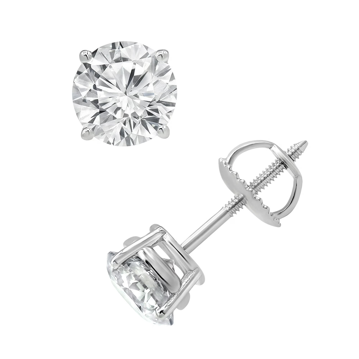 Classic Four Prong Lab Grown Round Diamond Studs