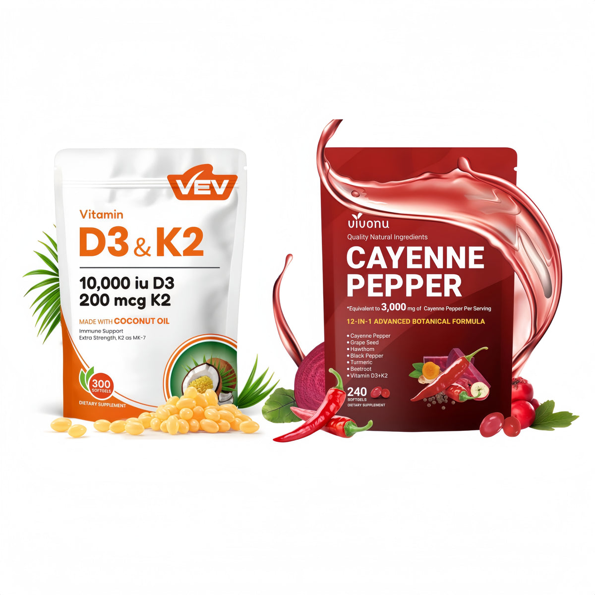 Daily Wellness Trio: Cayenne • D3+K2 • Pumpkin Seed Oil