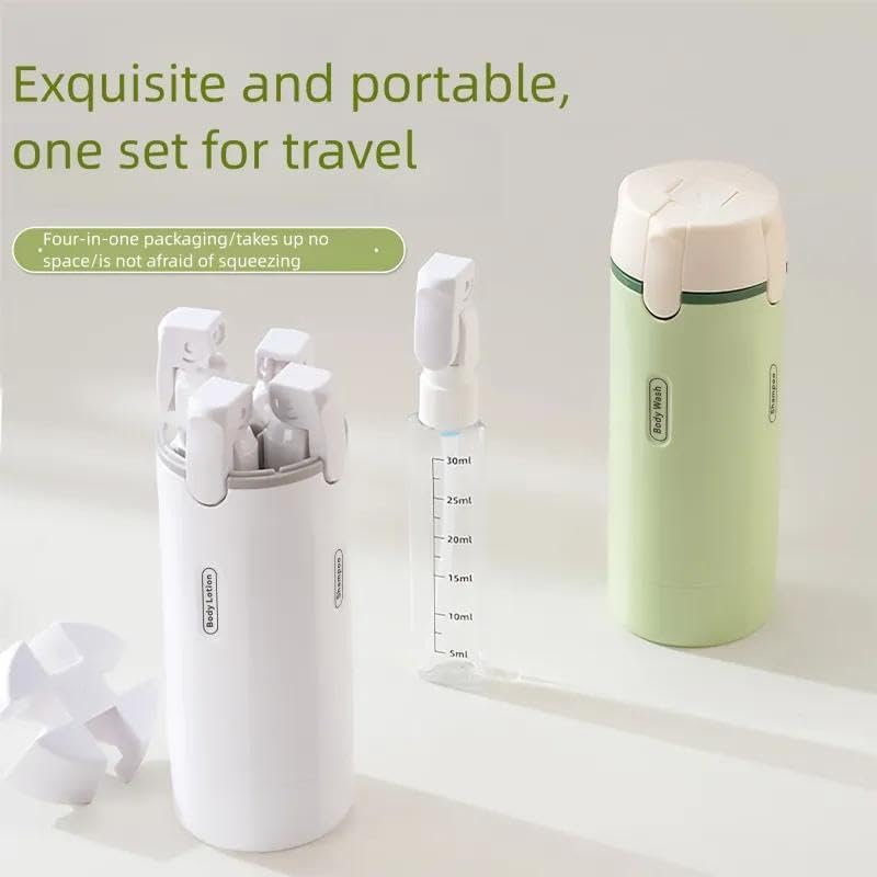 4-in-1 Portable Travel Dispenser Bottle | Compact Refillable Cosmetic & Shampoo Storage for On-the-Go