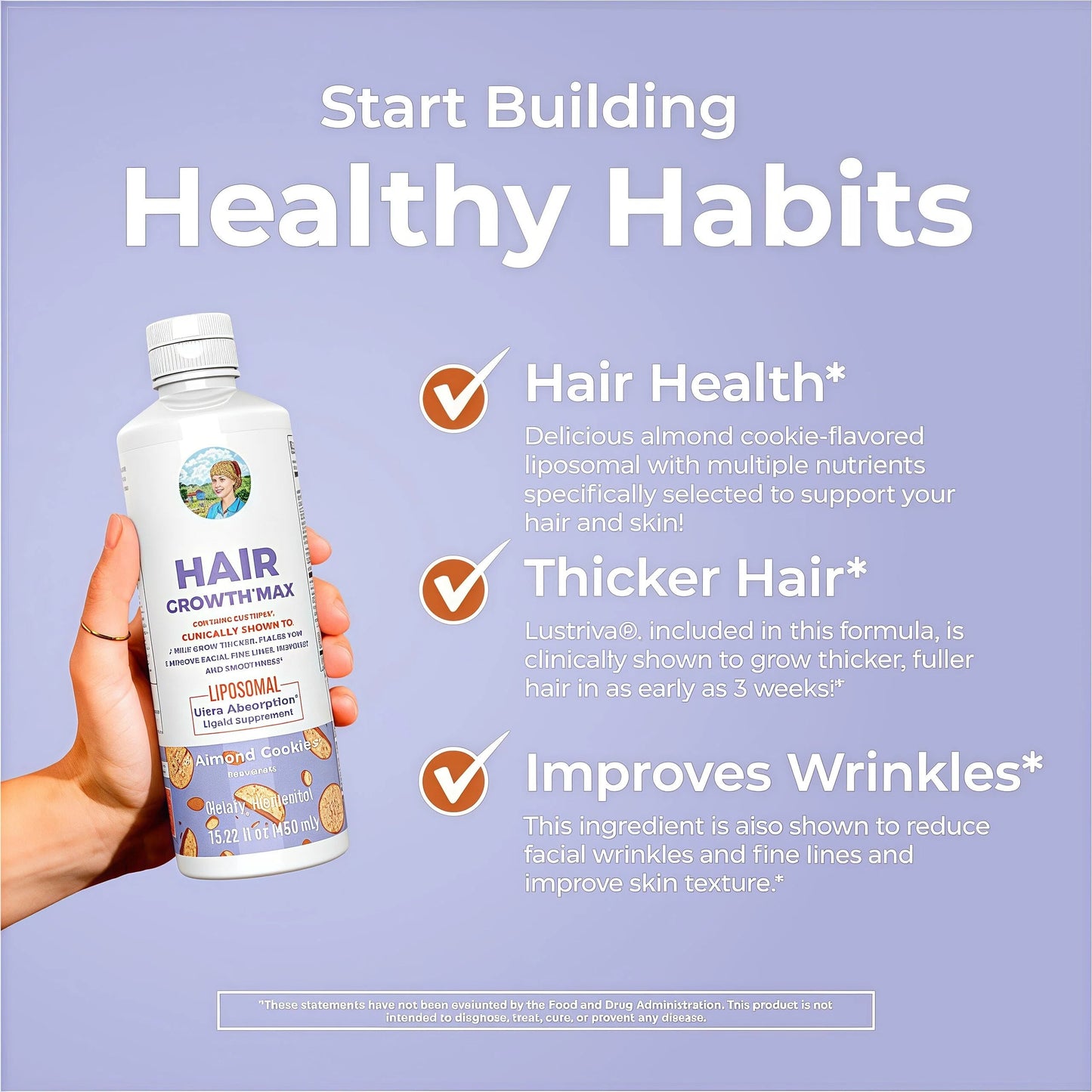 Hair Growth MAX for Women | Biotin 10,000mcg + Lustriva® | Thicker Hair & Healthy Skin Support