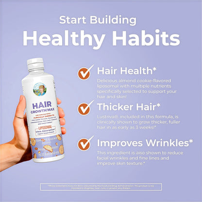 Hair Growth MAX for Women | Biotin 10,000mcg + Lustriva® | Thicker Hair & Healthy Skin Support