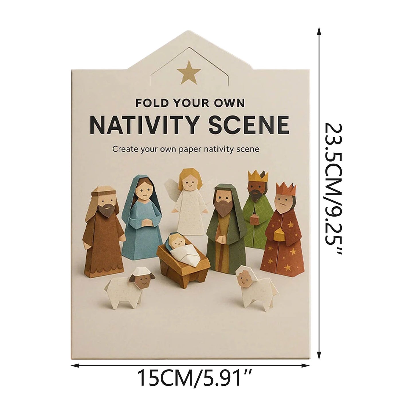 DIY paper Christmas nativity scene, including Jesus, angels, and animals, with a 3D design