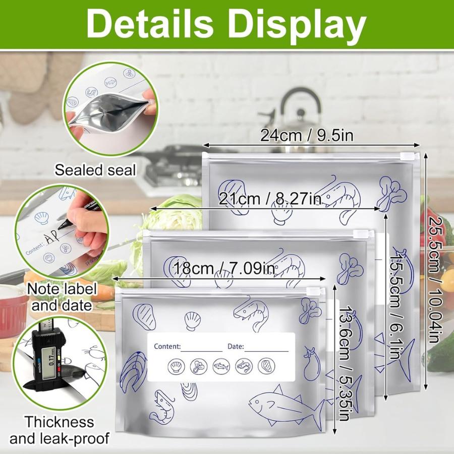 30 Pack Reusable Aluminum Foil Food Storage Bags – BPA-Free & Leakproof