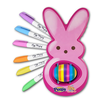 Eggmazing Peeps Bunny Egg Decorator Craft Kit – 6 Quick-Drying Non-Toxic Colourful Markers, Pink