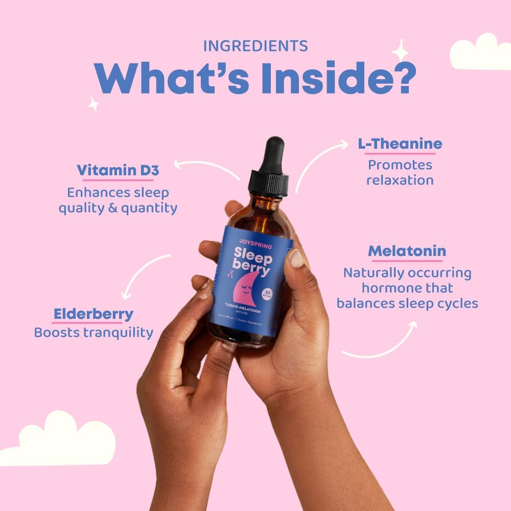 SleepBerry Liquid Melatonin for Kids - Natural Sleep Aid with Elderberry and Vitamin D