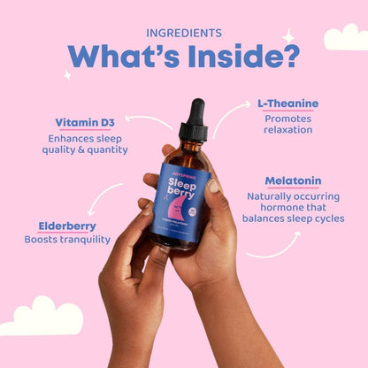 SleepBerry Liquid Melatonin for Kids - Natural Sleep Aid with Elderberry and Vitamin D