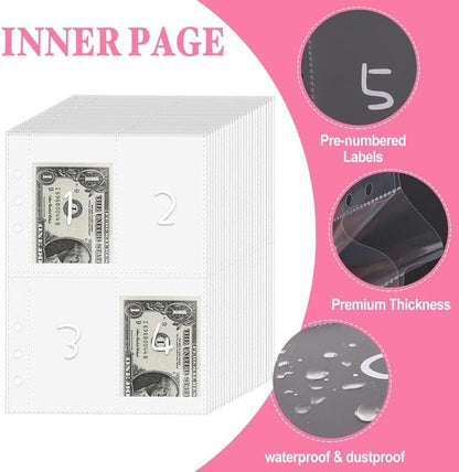 100 Envelope Savings Challenge Binder – A5 Cash Budget Planner with Numbered Envelopes