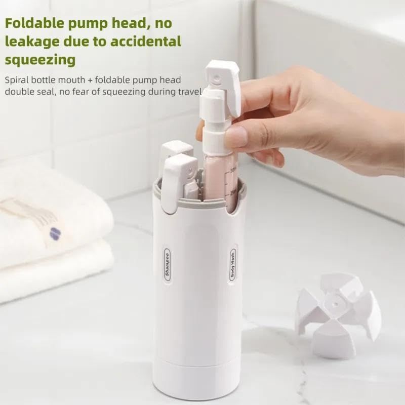 4-in-1 Portable Travel Dispenser Bottle | Compact Refillable Cosmetic & Shampoo Storage for On-the-Go