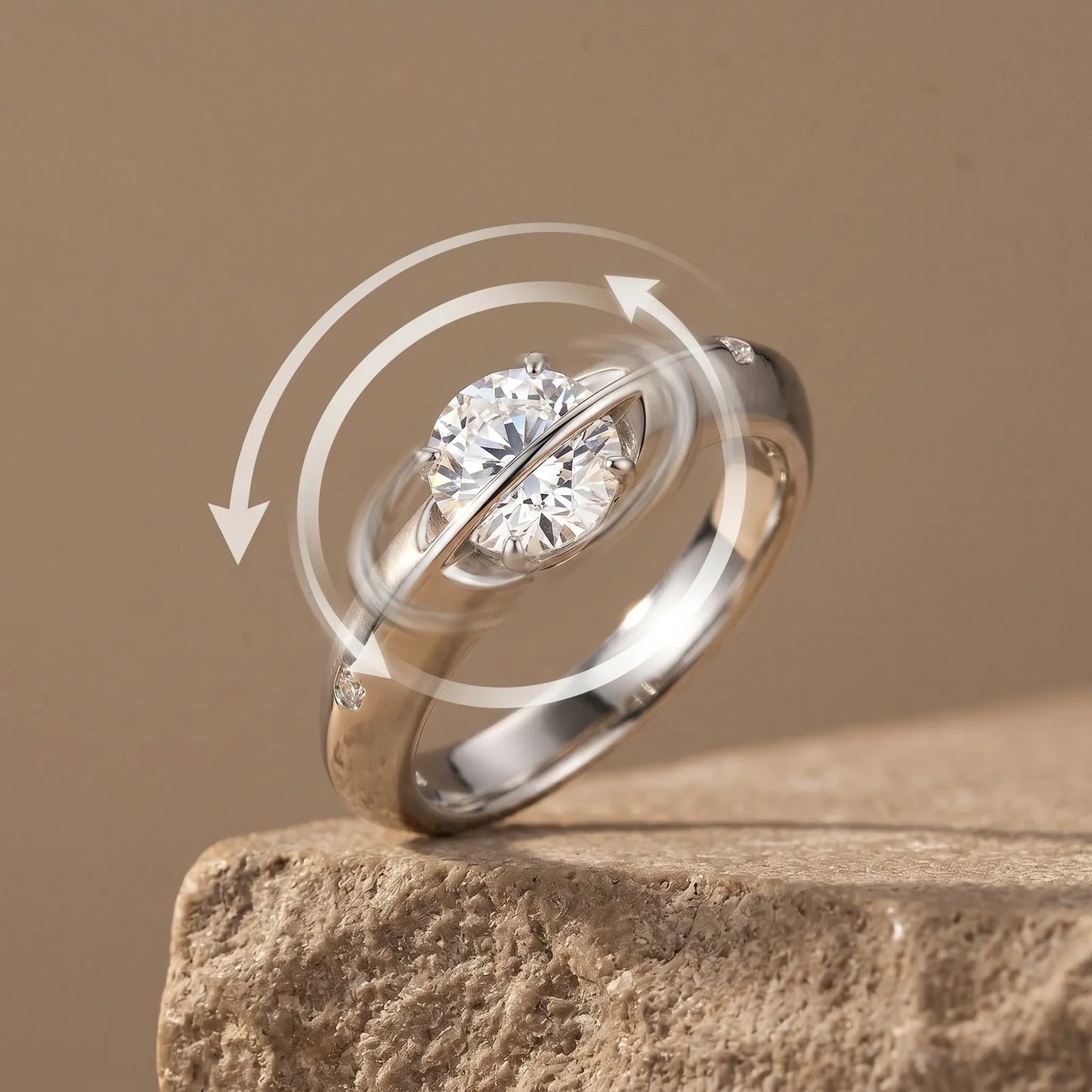 Celestial Spin Ring: Silent Smooth Spinning Moissanite Fidget Ring for Anxious Days, Ideal Gift for Women