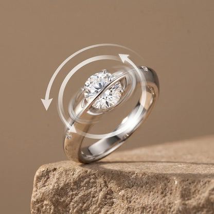 Celestial Spin Ring: Silent Smooth Spinning Moissanite Fidget Ring for Anxious Days, Ideal Gift for Women